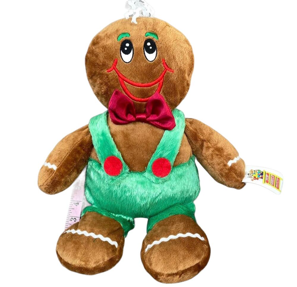 Vintage Gingerbread Man Plush Velour 17" Christmas Floppy Toy Holiday TAGS